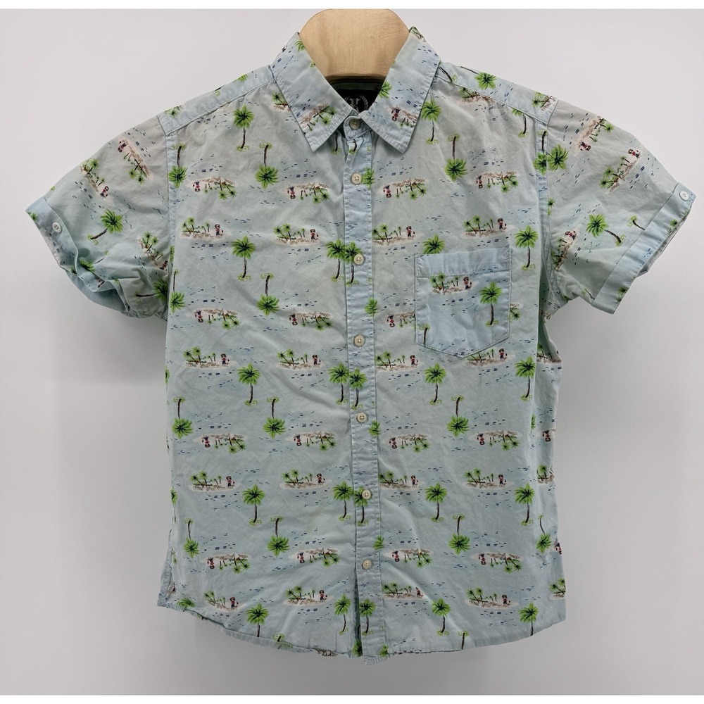 Kolby Hawaiian‎ Shirt Men's Size L Floral Tropical Beach Palm Tree Island Aloha